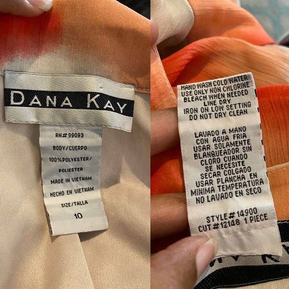 Dana Kay Dress A-line Sleeveless Casual Size 10 Orange Multi Color Spring Summer - Picture 5 of 5